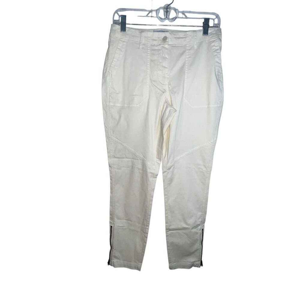 PLY THE WATERS GUIDEBOAT CO. WOMEN LIGHT YELLOW PANTS ANKLE ZIPPER MOTO  SIZE 26